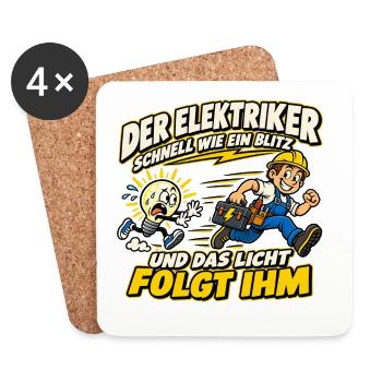 Elektriker – Schnell wie ein Blitz - Untersetzer (4er-Set) - Weiß - Vorne