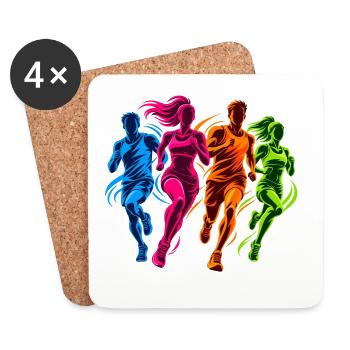 Joggen - Ein Motiv für Joggerinnen und Jogger  - Untersetzer (4er-Set) - Weiß - Vorne
