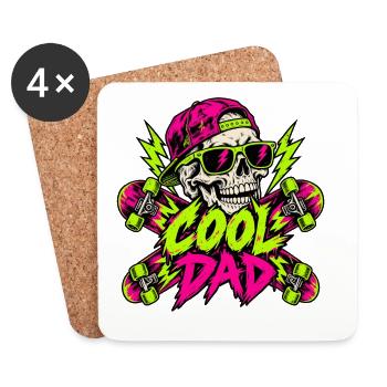 Neon Skull Dad Skater - Untersetzer (4er-Set) - Weiß - Vorne