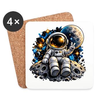Astronaut auf Mondstein - Untersetzer (4er-Set) - Weiß - Vorne