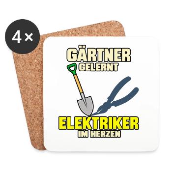 Gärtner gelernt – Elektriker im Herzen - Untersetzer (4er-Set) - Weiß - Vorne