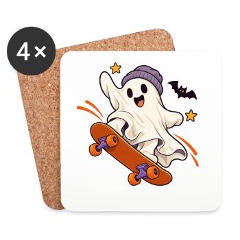 Geist Skateboard Halloween - Untersetzer (4er-Set) - Weiß - Vorne
