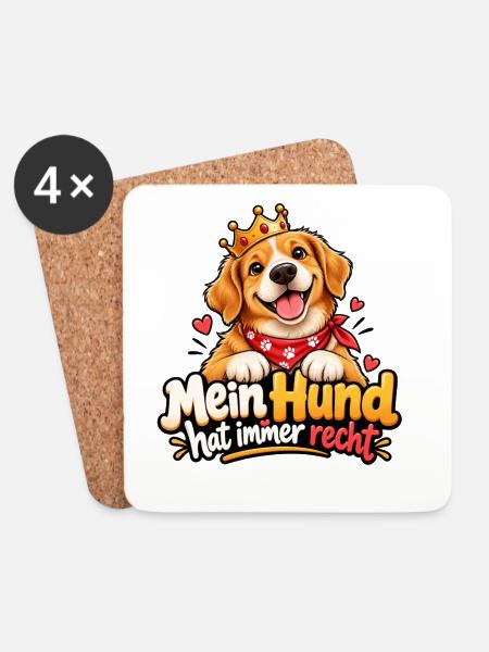 Mein Hund hat immer recht - Untersetzer (4er-Set) - Weiß
