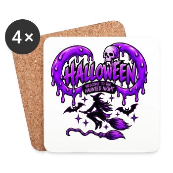 Lila Spuk-Halloween - Untersetzer (4er-Set) - Weiß - Vorne