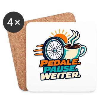 Radfahren – Pedale Pause weiter - Untersetzer (4er-Set) - Weiß - Vorne