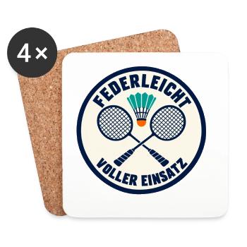 Badminton – Federleicht voller Einsatz - Untersetzer (4er-Set) - Weiß - Vorne
