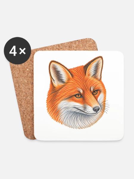 Roter Fuchs illustriert hell und warm - Untersetzer (4er-Set) - Weiß