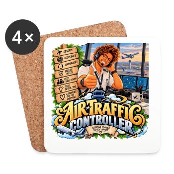 Fluglotse gezeigt - Untersetzer (4er-Set) - Weiß - Vorne