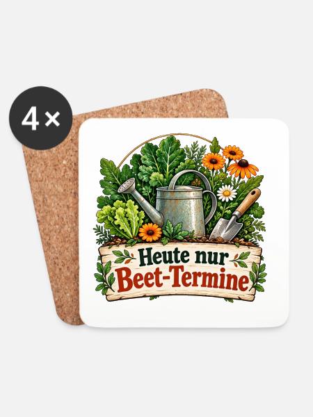 Heute nur Beet Termine Gartenhumor - Untersetzer (4er-Set) - Weiß