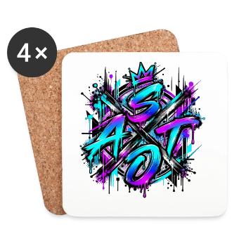 SATO – Street Art Edition 🎨🔥 - Untersetzer (4er-Set) - Weiß - Vorne