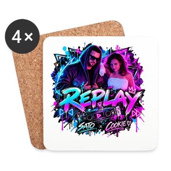 REPLAY – SATO x COOKIE | Neon Streetwear - Untersetzer (4er-Set) - Weiß - Vorne