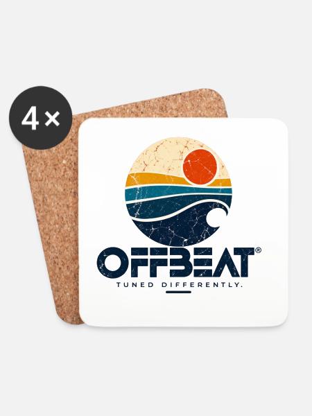 OFFBEAT – Retro Surf Logo - Untersetzer (4er-Set) - Weiß