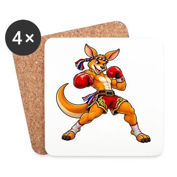 Muay Thai Känguru - Untersetzer (4er-Set) - Weiß - Vorne