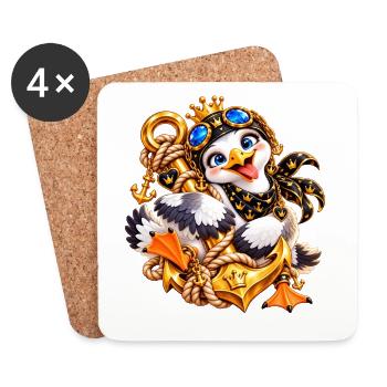 Königliche Möwe Nautik‑Schmuck - Untersetzer (4er-Set) - Weiß - Vorne