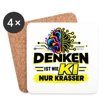 Denken ist wie KI – nur krasser - Untersetzer (4er-Set) - Weiß - Vorne