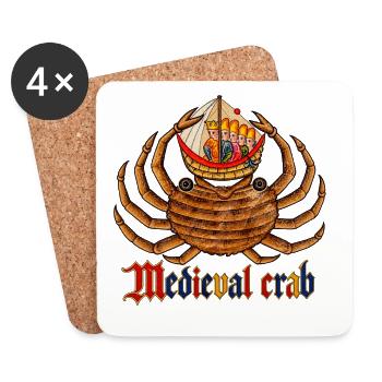 Mittelalterliche Krabbe und königliches Schiff - Untersetzer (4er-Set) - Weiß - Vorne