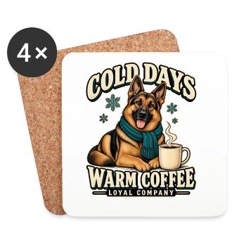 Deutscher Schäferhund Winterkaffee – Loyale Firma - Untersetzer (4er-Set) - Weiß - Vorne