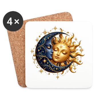 Himmlischer Mond und Sonne - Untersetzer (4er-Set) - Weiß - Vorne