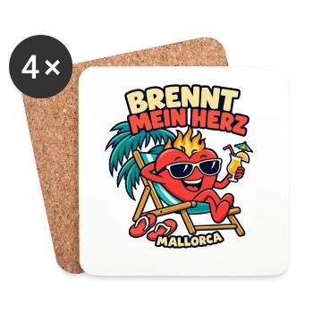 Brennt mein Herz – Mallorca - Untersetzer (4er-Set) - Weiß - Vorne
