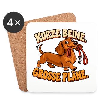 Dackel - Kurze Beine, große Pläne - Untersetzer (4er-Set) - Weiß - Vorne