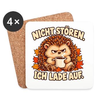 Nicht stören, ich lade auf - Igel mit Kaffee - Untersetzer (4er-Set) - Weiß - Vorne