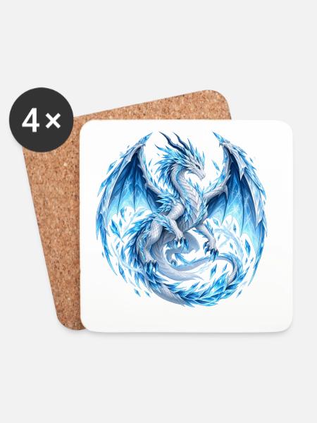Frostgeborener Kristalldrache - Untersetzer (4er-Set) - Weiß