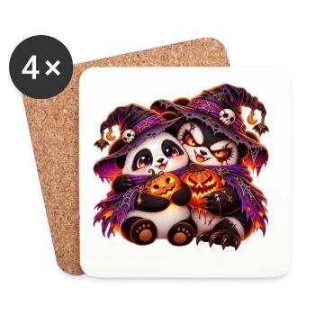 Pand'Halloween Panda-Kuschung (Yin-Yang) - Untersetzer (4er-Set) - Weiß - Vorne