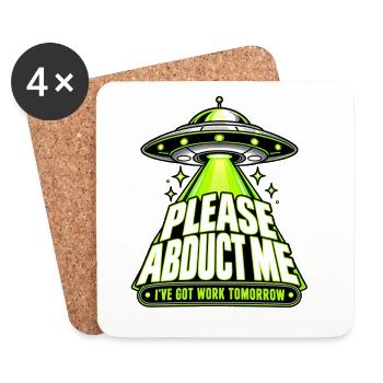 Neon-UFO-Entführungs-Meme - Untersetzer (4er-Set) - Weiß - Vorne