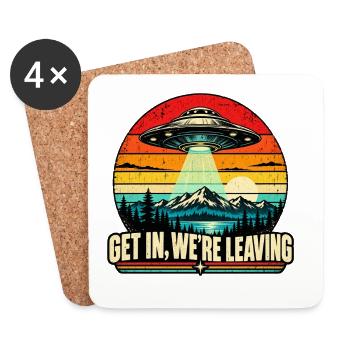 UFO Sunset Retro Tee - Untersetzer (4er-Set) - Weiß - Vorne