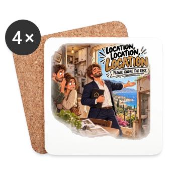 Humor Immobilienmietung Miete - Untersetzer (4er-Set) - Weiß - Vorne
