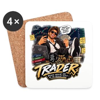 Free Trader: Finanzielle Gewinne und Lachen - Untersetzer (4er-Set) - Weiß - Vorne