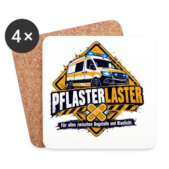 Pflaster Laster Blaulicht Humor - Untersetzer (4er-Set) - Weiß - Vorne