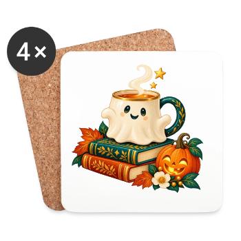 Verzauberte Tasse Herbstbücher - Untersetzer (4er-Set) - Weiß - Vorne