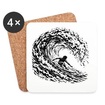 Surfer Welle - Untersetzer (4er-Set) - Weiß - Vorne