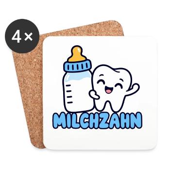 Milchzahn – Süßes Baby & Kinder Zahn Motiv - Untersetzer (4er-Set) - Weiß - Vorne