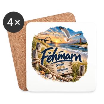 Föhr Inselglück Strandmotiv - Untersetzer (4er-Set) - Weiß - Vorne