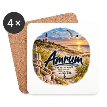 Amrum Nordseezauber Strandglück - Untersetzer (4er-Set) - Weiß - Vorne