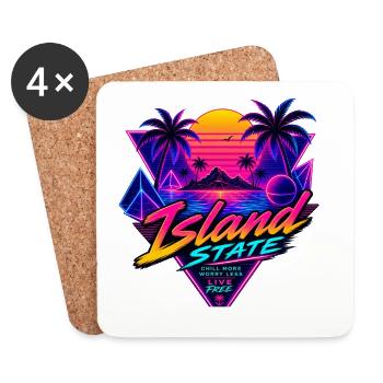 Insel Neon Retro Sunset - Untersetzer (4er-Set) - Weiß - Vorne