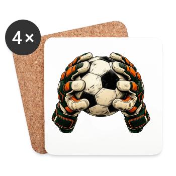 Torwart Geschenk - Fußball und Handschuhe - Untersetzer (4er-Set) - Weiß - Vorne
