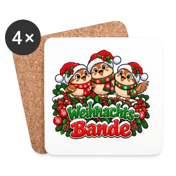 Weihnachts Bande Vögel Trio - Untersetzer (4er-Set) - Weiß - Vorne