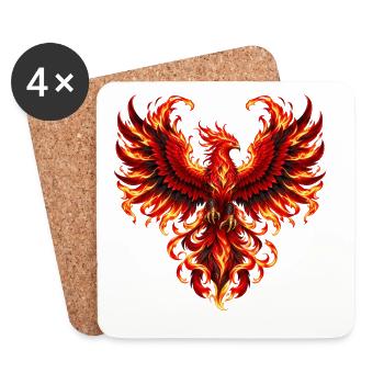 Karmesinrote Phönixflügel - Untersetzer (4er-Set) - Weiß - Vorne
