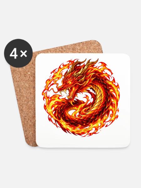 Infernales Drachenwappen - Untersetzer (4er-Set) - Weiß