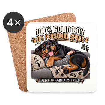 Rottweiler Cozy auf Sofa - Untersetzer (4er-Set) - Weiß - Vorne