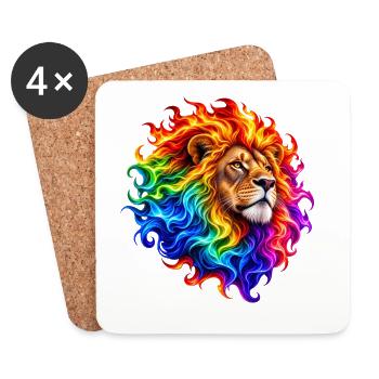 Feuerregenbogenlöwe - Untersetzer (4er-Set) - Weiß - Vorne