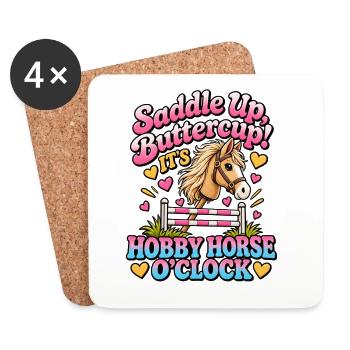 Sattel buttercup_Hobby Horse O'Clock - Untersetzer (4er-Set) - Weiß - Vorne