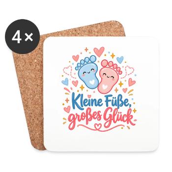 Kleine Füße, großes Glück - Untersetzer (4er-Set) - Weiß - Vorne