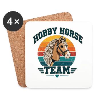 Hobby Horse Team Vintage Retro - Untersetzer (4er-Set) - Weiß - Vorne
