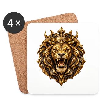 Königlicher goldener Löwe - Untersetzer (4er-Set) - Weiß - Vorne