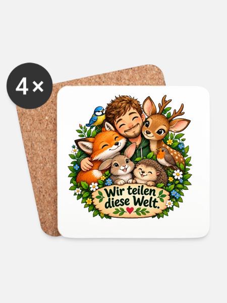 Wir teilen diese Welt - Untersetzer (4er-Set) - Weiß