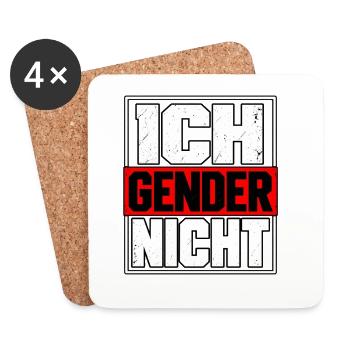 Ich gender nicht – Statement Spruch - Untersetzer (4er-Set) - Weiß - Vorne